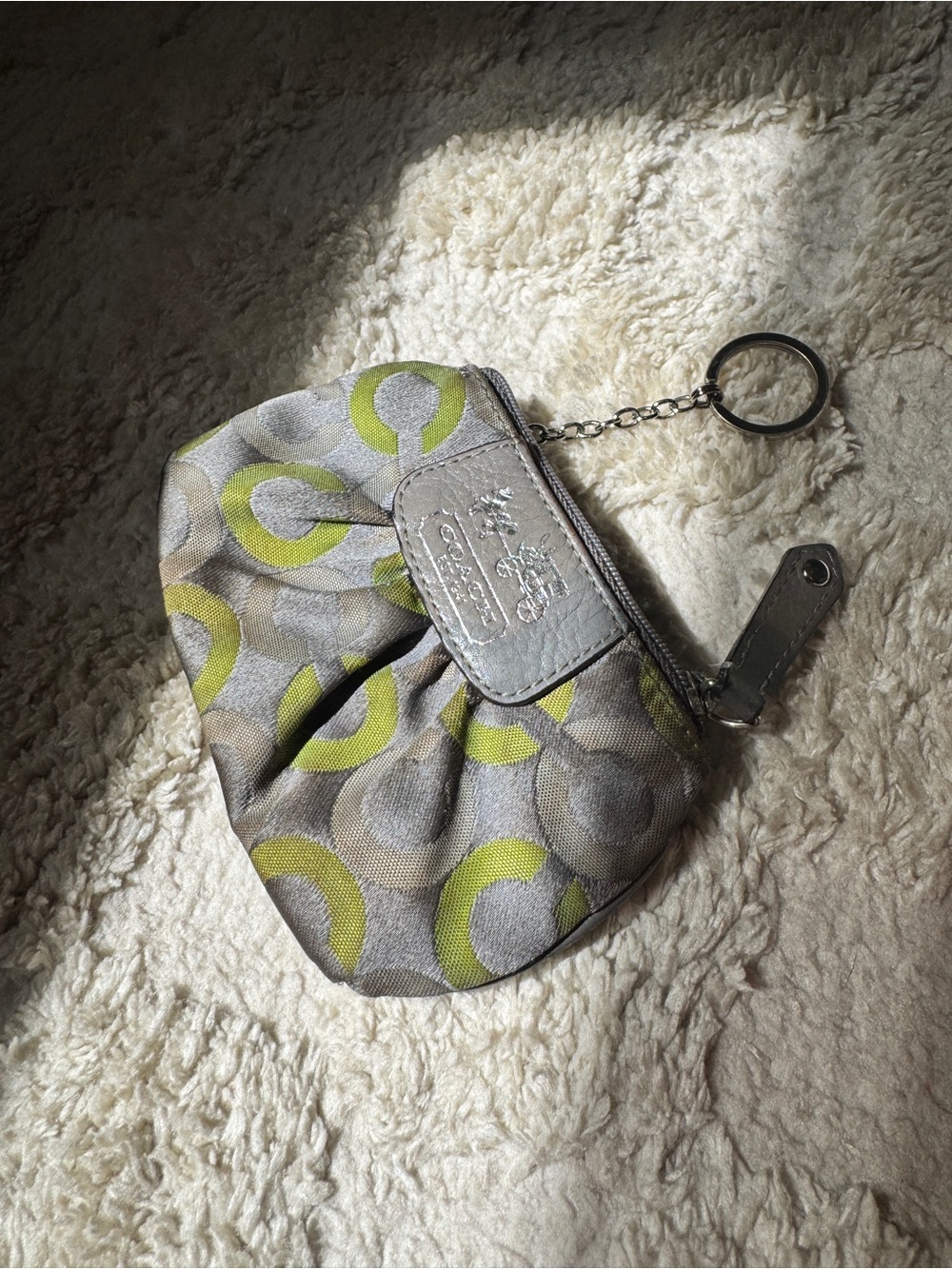 Authentic Coach Green & Grey Coin Wallet | Pre-Loved (Minor Wear)